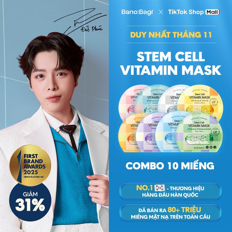 COMBO 10 Miếng Mặt Nạ BANOBAGI Stem Cell Vitamin Mask Dưỡng Da Chuyên Sâu Dành Cho Mọi Loại Da 30ml