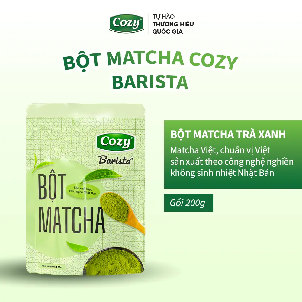 Bột Matcha Cozy Trà Xanh Công Nghệ Nghiền Không Sinh Nhiệt Nhật Bản Chọn Lọc Từ Búp Trà Non 200g