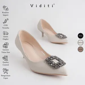 Viditi Crystal Heels 4 cm Sepatu Import Wanita | Kerja | Kuliah | Wisuda | Pesta | Kantor Shoes