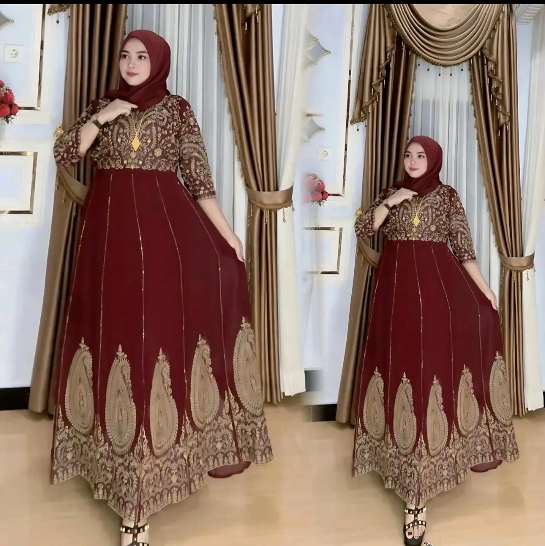 REDY GAMIS SARAS WATI BORDIR BAHAN CERUTI SATU ZET KERUDUNG