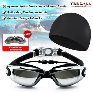 Set Peralatan Renang Dewasa - Termasuk Kacamata Renang Anti Fog, Topi Renang, & Penutup Telinga, untuk Renang Profesional & Rekreasi
