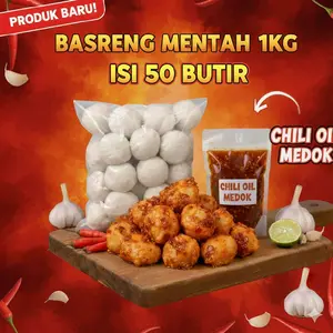 Basreng mentah chili oil 1 kg isi 50butir pedas bakso frozen