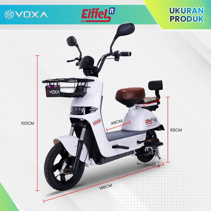 VOXA Sepeda Listrik Eiffel Rider Terbaru 500 watt 48V/12AH sepeda motor Murah Dewasa dan Anak Rekomendasi Terbaik  Garansi Resmi Ban Lampu 1