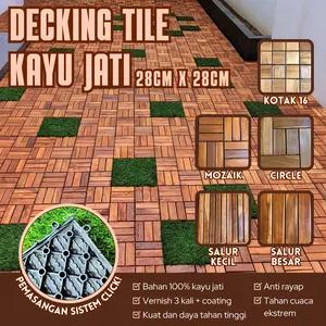 Decking Tile Kayu Jati Finish 28cmx28cm sudah coating