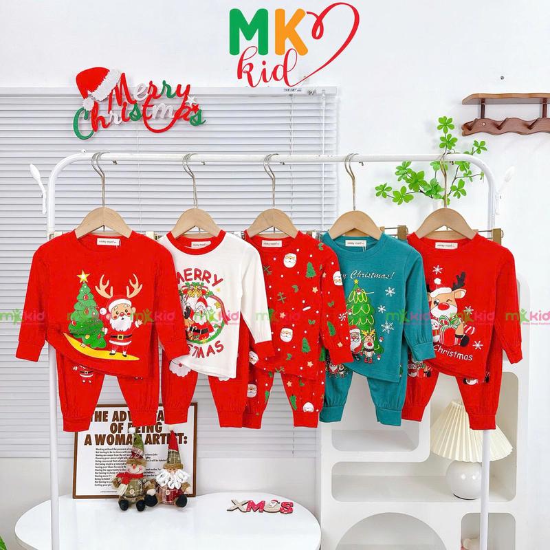 Bộ Quần Áo Dài Tay NOEL 2025 Cho Bé Trai Bé Gái 7-30kg Bộ Đồ Giáng Sinh Chất vải Thun Lạnh Cao Cấp mềm mịn mát cho bé mặc ngủ đi học..