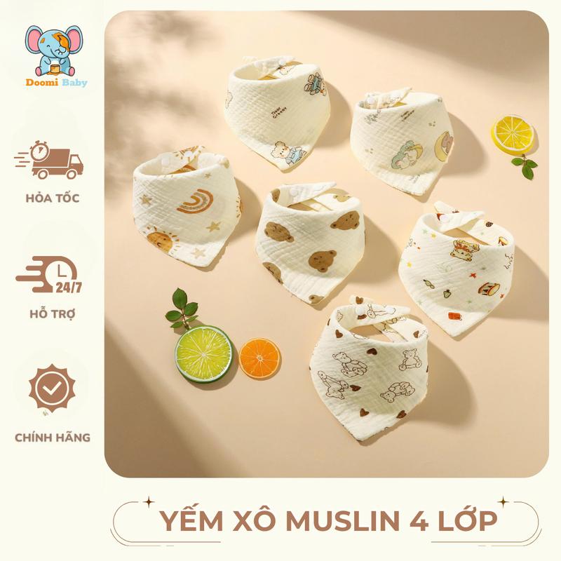   SET 10  Yếm Tam Giác Cho Bé Vải Xô Muslin 4 Lớp Mềm Mại Doomi Shop - HT819 