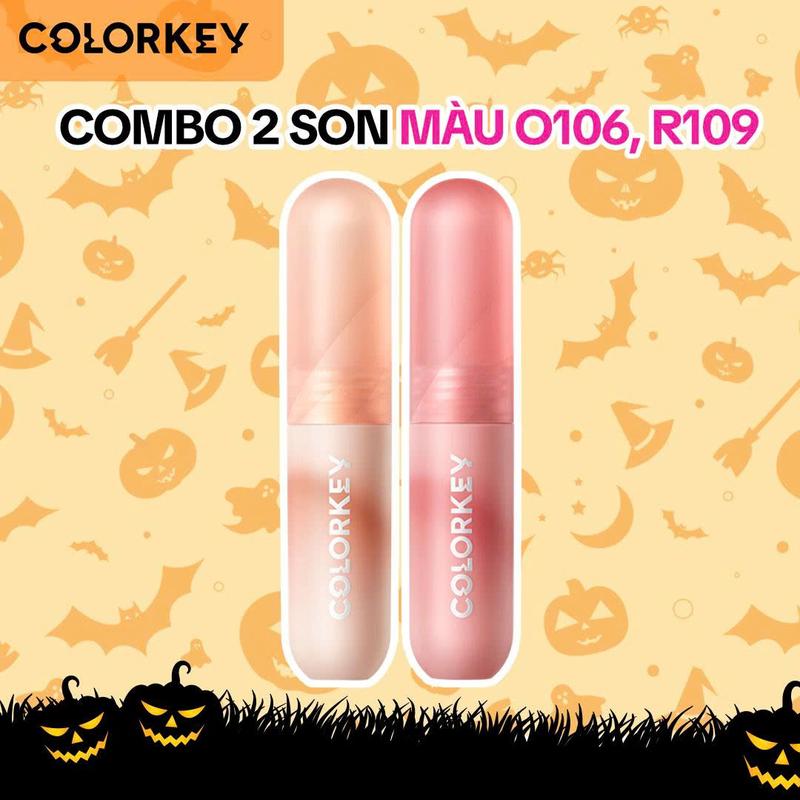   EX  Combo 2 Son Kem Bùn COLORKEY Lip Mud Chất Son Mềm Mịn Che Vân Môi Tốt Màu Sắc Thời Thượng 2g 