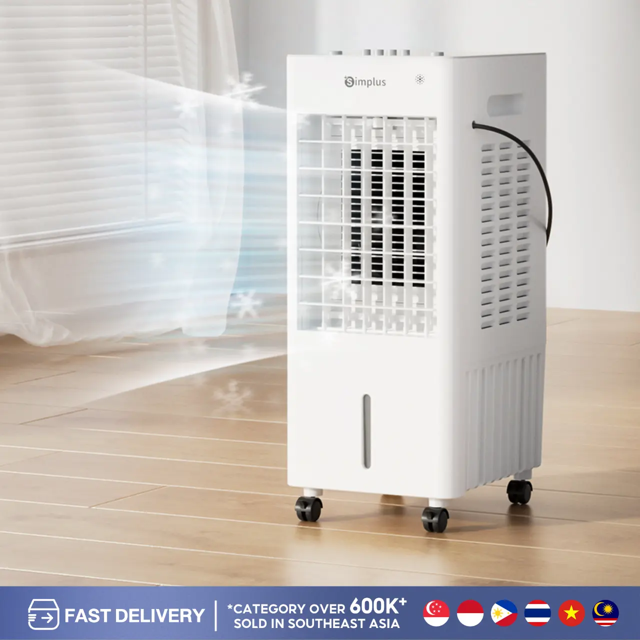 [Hot] Simplus Mini Aircon for room 3 in 1 Multi-function Air Conditioning Fan Air Cooler Cycle Refrigeration Wide Range Aircon LFSH004