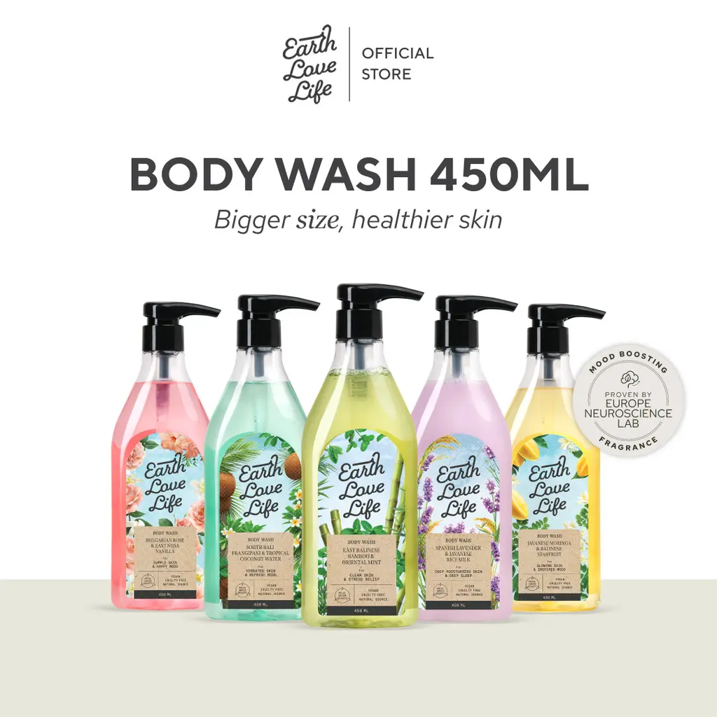 EARTH LOVE LIFE - Body Wash 450ml |Sabun Mandi Wangi Fragrance Premium Tahan Lama Bahan Natural Aman & Lembut di Kulit| Sabun Mandi Alami & Menyegarkan