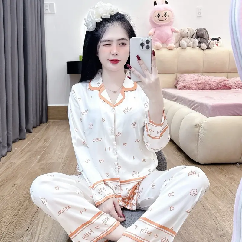 (42-60kg) bộ đồ ngủ Pijama ktyy  LỤA MỊN LATIN TƠ TẰM  mịn mát Nữ 4
