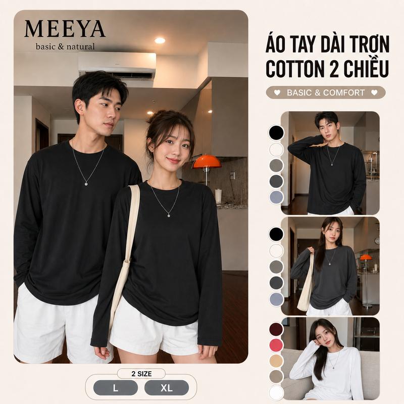 Áo Thun Tay Dài Sọc Đẹp Đơn Giản Form Rộng Đẹp Vải Cotton 2 Chiều Mềm Mát -…