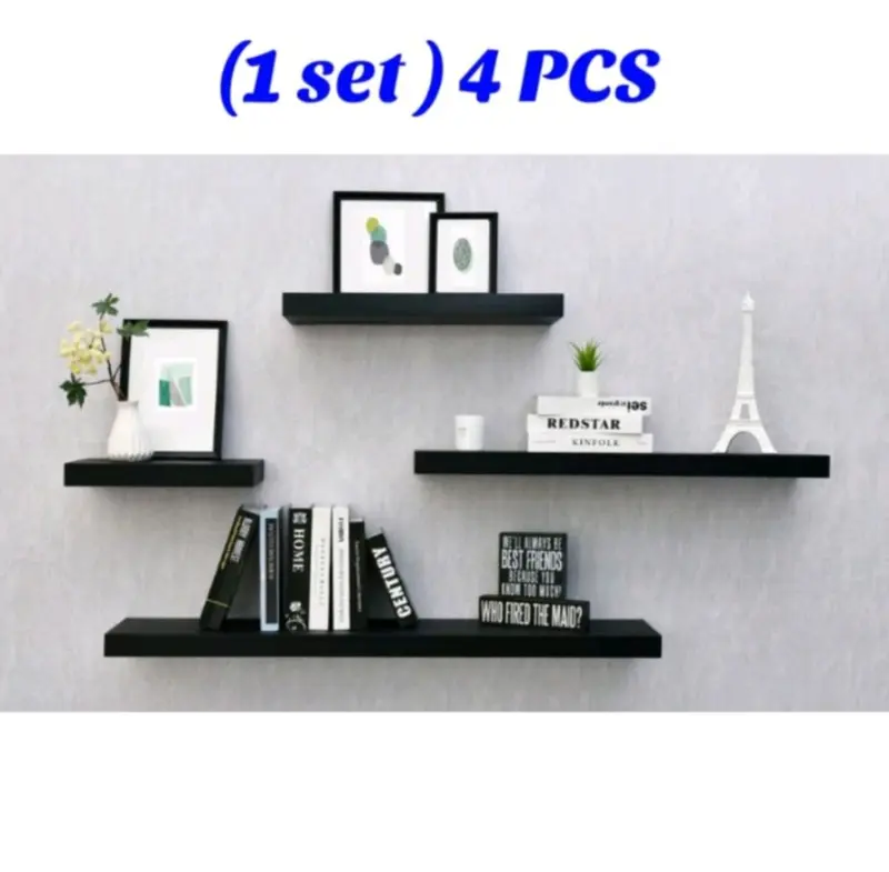 Rak Dinding Minimalis Ambalan 1 Set Isi 4 Rak kebutuhan rumah  Space-Saving Wine tahan lama kait & rak  aesthetic  dinding kamar papan  dinding heat-resistant kuning srat kyu buku ruang kerja tahan korosi ruang belajar  minimalis 4