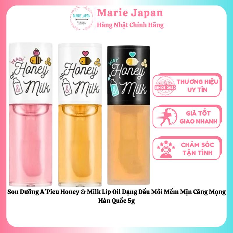  Son Dưỡng A'Pieu Honey & Milk Lip Oil Dạng Dầu Môi Mềm Mịn Căng Mọng Hàn Quốc 5g 