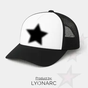 LYONARC Topi Jaring Trucker Hitam Putih Snapback Adjustable Unisex Streetwear Hypebeast Casual Bahan Ringan & Breathable Mesh Premium