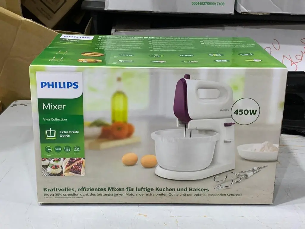 Philips viva Collection Mixer Strong, efficient mixing for smooth cakes(Up to 25% faster with powerful 450W motor)