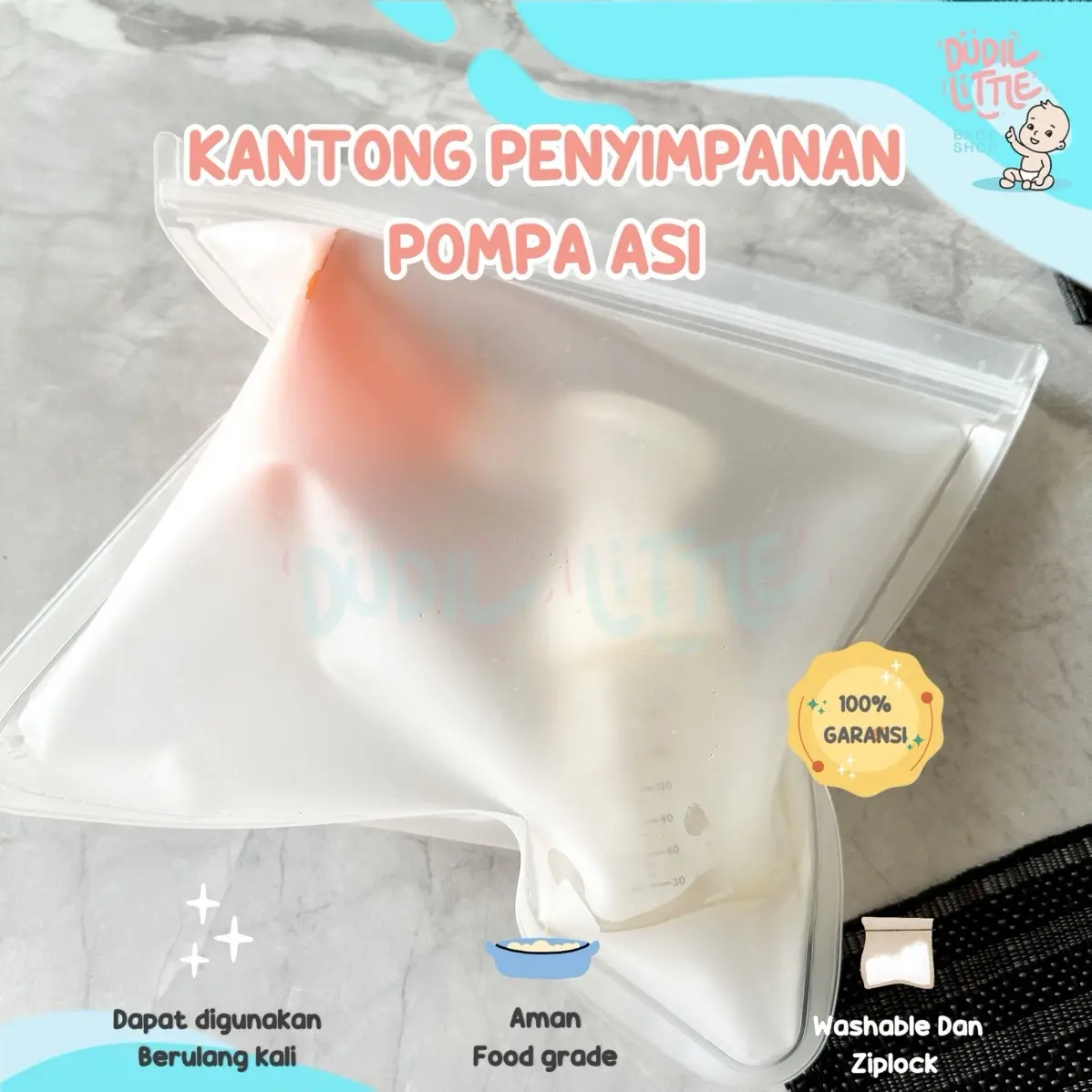 Silicone Food Bag Kantong Penyimpanan pompa asi / Makanan Kedap Udara Ziplock / Plastik Makanan Ziplock Transparent Silicone