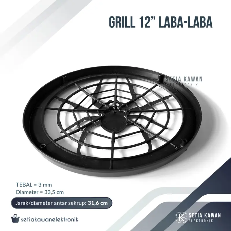 Grill Speaker Laba Laba 12" Plastik / Tutup Pelindung Box Salon Speaker 12 Inch Motif Laba Laba Hitam Original 4