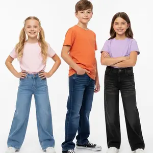 Celana Jeans Gombrong Anak Skena Kekinian Umur 7-13 Tahun Fashion Nyaman Praktis Dengan Pinggang ban Dan Saku Depan Fungsional
