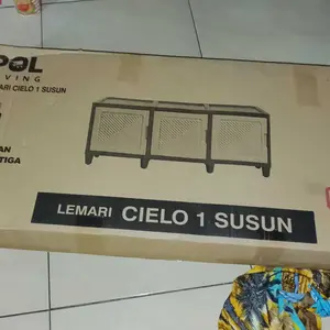 POL Lemari TV Cielo 1 Susun - Meja TV Plastik Motif Rotan Minimalis Modern Ruang Tamu Kamar