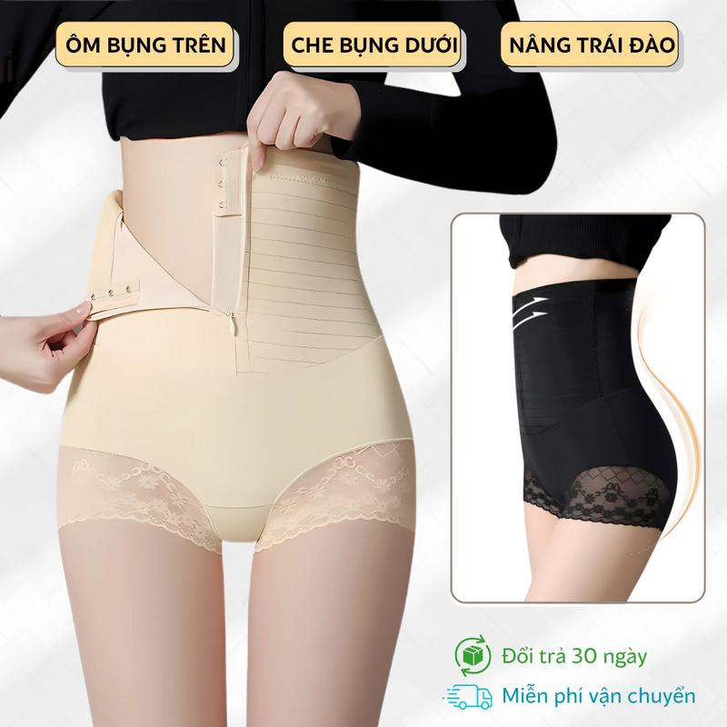  Quần Gen Bụng ỐNG NGẮN - Cạp Cao Gọn Bụng Nâng Mông Chống Cuộn Gập Khóa Kéo Tôn Dáng 0035 