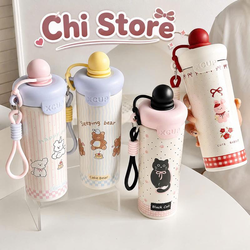 Bình giữ nhiệt INOX 316 600ml có ống hút chống rỉ dễ thương dành cho học sinh s