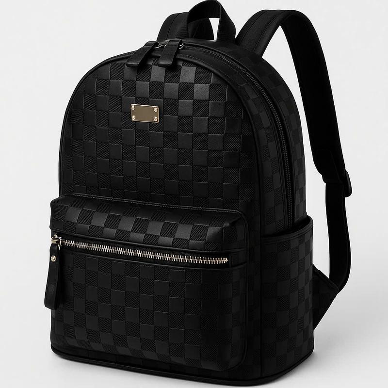 TẶNG CHARM+ QUÀ TẶNG Balo caro đi học đi làm nhà MOONER về hai màu dành cho nam nữ da PU chống nước