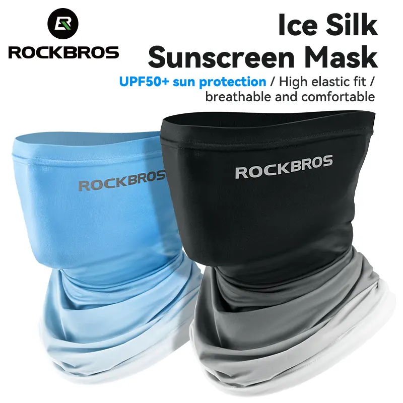 ROCKBROS Ice Silk Cycling Face Mask Summer Sun UV Protection Scarf Breathable Bandana Hiking Outdoor Sport Neck Gaiter For Motorcycle