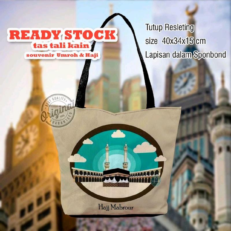 (Ready Stock) Totebag Tali Kain Tas Selempang Bahu Wanita  Motif Umroh & Haji tote bags 1