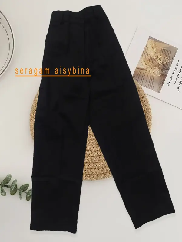celana seragam SD panjang warna hitam dan putih Anak 3