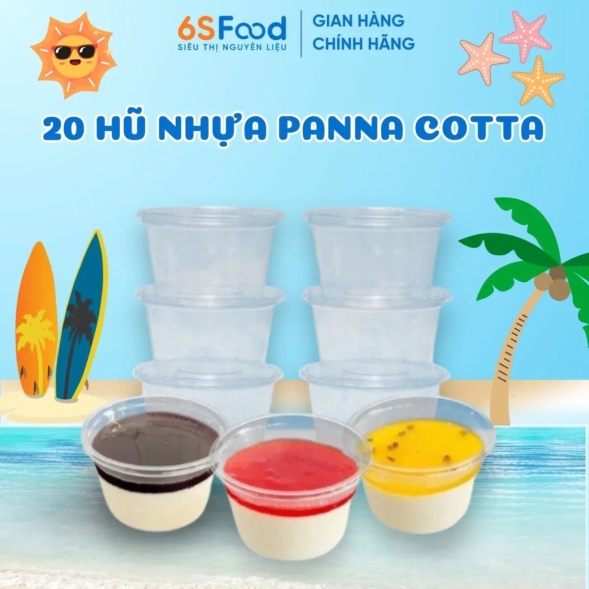 Set 20 Hũ Đựng Panna Cotta Kèm Nắp, Hũ Nhựa Trong Suốt Đựng Nước Sốt, Panna Cotta 6SFOOD