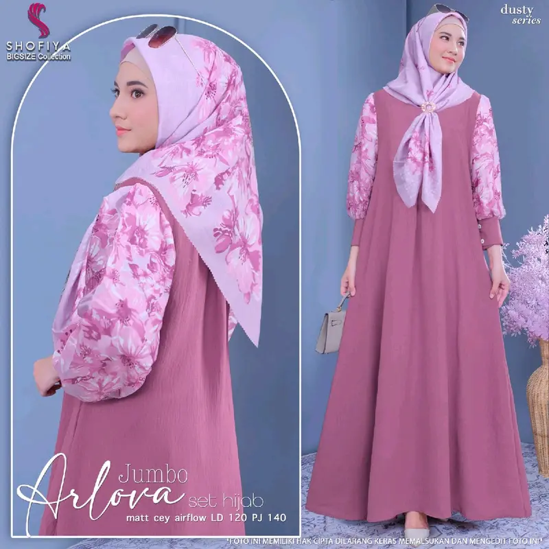 gamis wanita set hijab modis size jumbo arlova series 120 by shofiya kekinian Linen Kancing Airflow 6