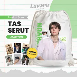 TAS SERUT JAEHYUN NCT127 + Photocard Jaehyun tas bahan canvas will 30x40cm Broken White