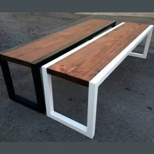 Bench Taman Kayu Kaki Besi Bangku Panjang Outdoor Free Ongkir dengan Desain Modern dan Natural Wood Finish