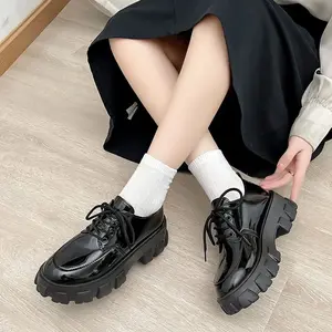 HMSHOES Sepatu boots hitam wanita korea docmart sneakers lolita mary jane kasual glosy