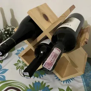 Rak wine kayu, Rak wine meja, Rak minuman dengan kapasitas 6 botol