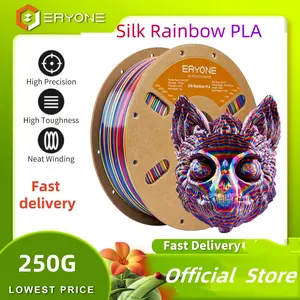 ERYONE 250G PLA Silk Twist Rainbow Premium Shiny Filament 3D Print,Multicolor,250g pla silk twist rainbow filament,250G/Spool - Red Gold Purple