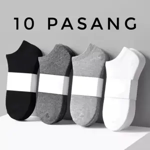 【10 pasang】Paket 10pasang kaos kaki pendek semata kaki pria dan wanita polos pergelangan kaki dewasa lembut Nyaman