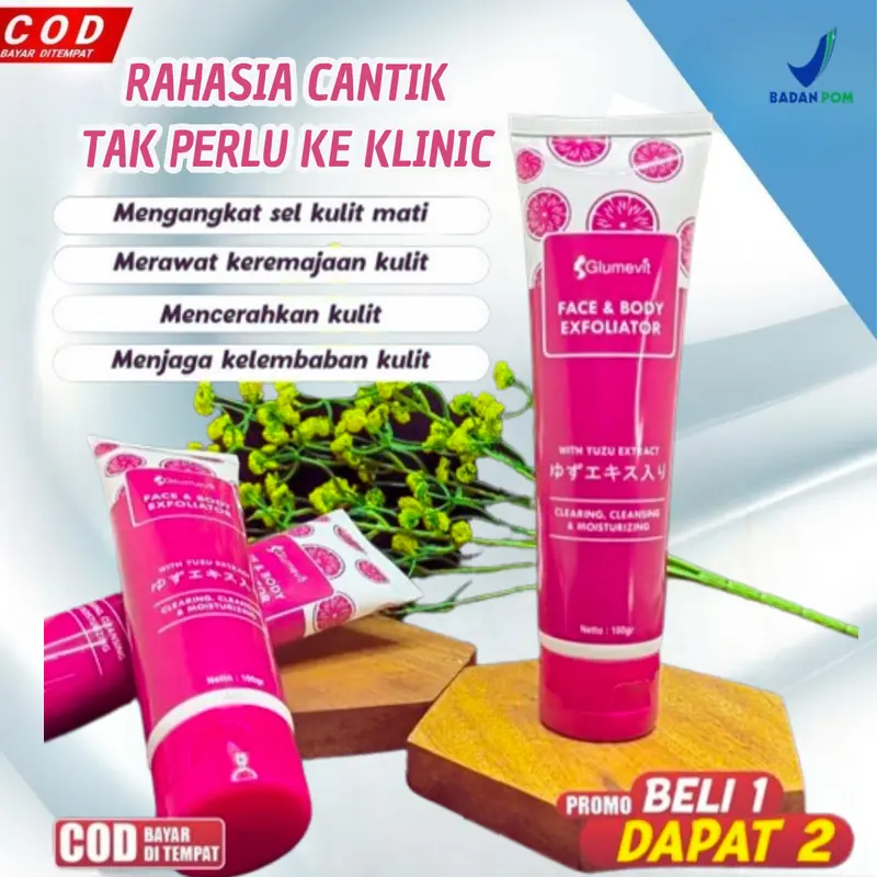 Glumevit Exfoliating Face & Body Eksfoliasi wajah Penghilang Daki Mengangkat Sel Kulit Mati 1