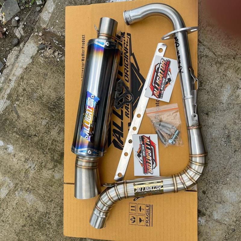 Knalpot Samlong Original Alligator Halfblue New Emblem [ inlet 38 mm ] free triplat Nmax Aerox Beat Mio Scoopy Vario Pcx lexy Xride fino Fazio Freego dll Bracket Laser Motor Motorcycle 2