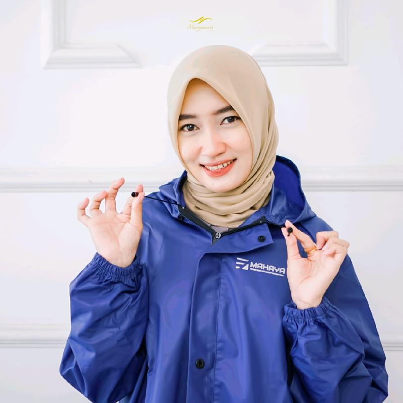 Jas Hujan Mahaya Raincoat Bahan Tebal Motor Motif Polos Dewasa Unisex Wanita Pria Terusan Jaket Clana Original 9