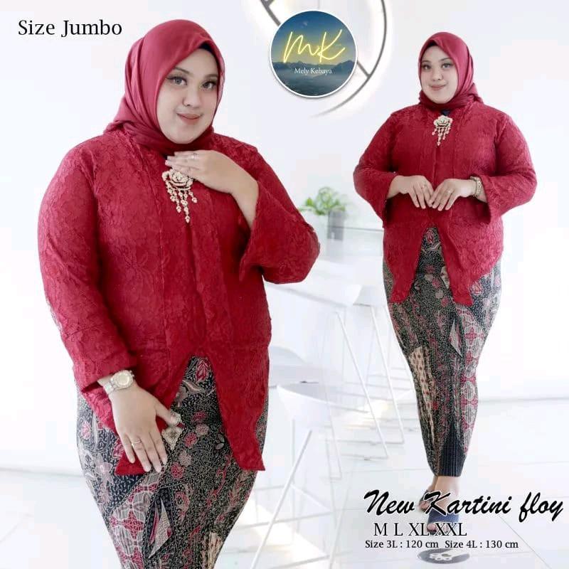 Setelan Kebaya Jumbo Ld 130 Baju Kebaya kondangan Big Size Floy Brokat Lengan 7/8 5