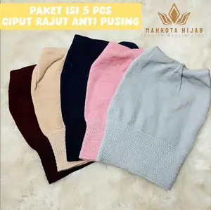Paket Isi 5 Pcs Ciput Rajut Anti Pusing Inner Daleman Kerudung Anpus Warna Variasi random inner Jilbab