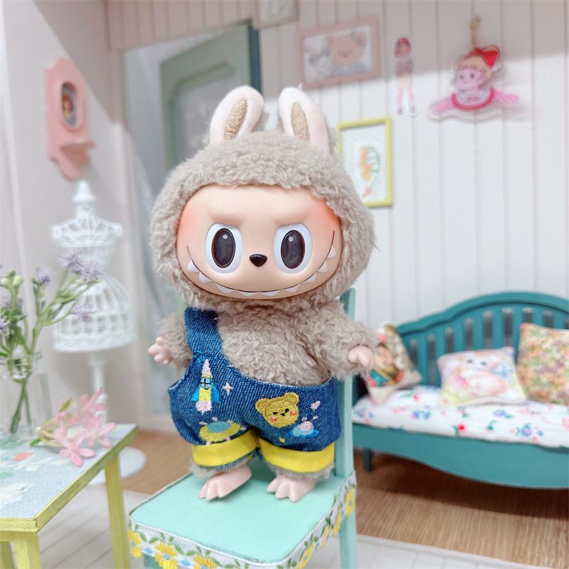 17CM POP - MART LABUBU MACARON Labubu BONEKA BAJUNYA pakaian boneka Gaun Kotak-kotak labubu Muda baju boneka khusus boneka seragam tk kostum rajut tweed pakaian boneka 2