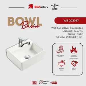 WASTAFEL JAYCO KOTAK MINIMALIS MEJA GANTUNG/ WASH BASIN SQUARE/ WASTAFEL KERAMIK MODEL TOTO