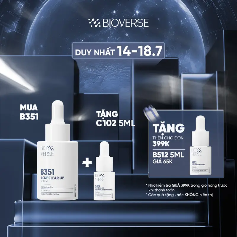 Tinh chất B351 Acne Clear Up Bioverse Hỗ Trợ Giảm Sưng Đỏ, Mờ Thâm Và Hỗ Trợ Kiểm Soát Dầu Thừa 30ml