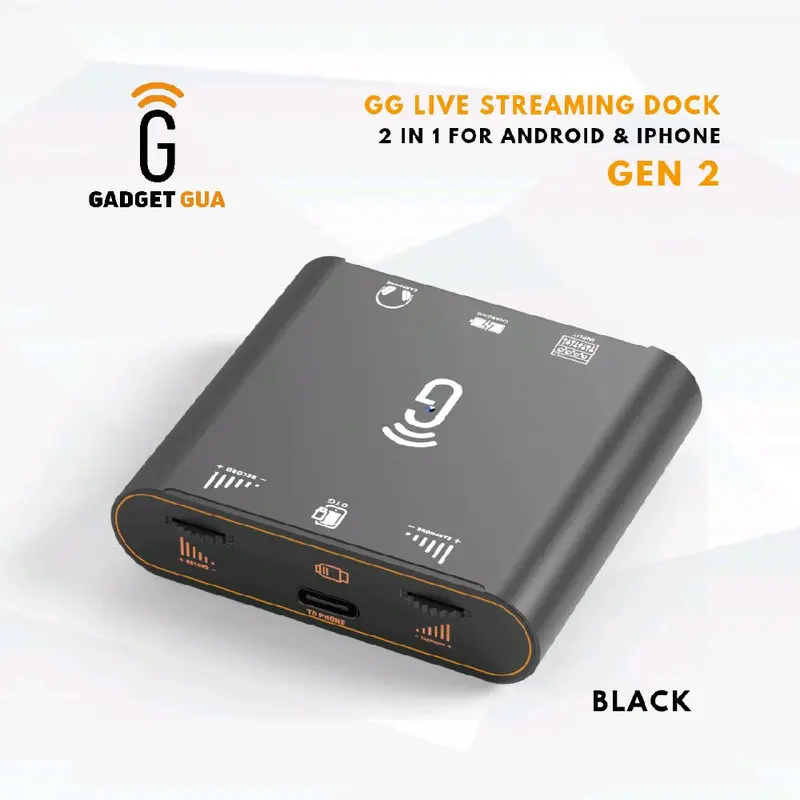 GG LIVE STREAMING DOCKING 2 IN 1 ANDROID & IPHONE - GEN 2 (BLACK) 2