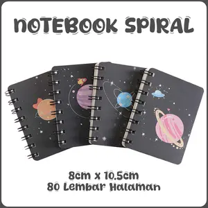 Notebook Ring A7 Spiral Planet Galaxy Isi 80 lembar Buku Catatan Garis Ring Alat Tulis SNB012
