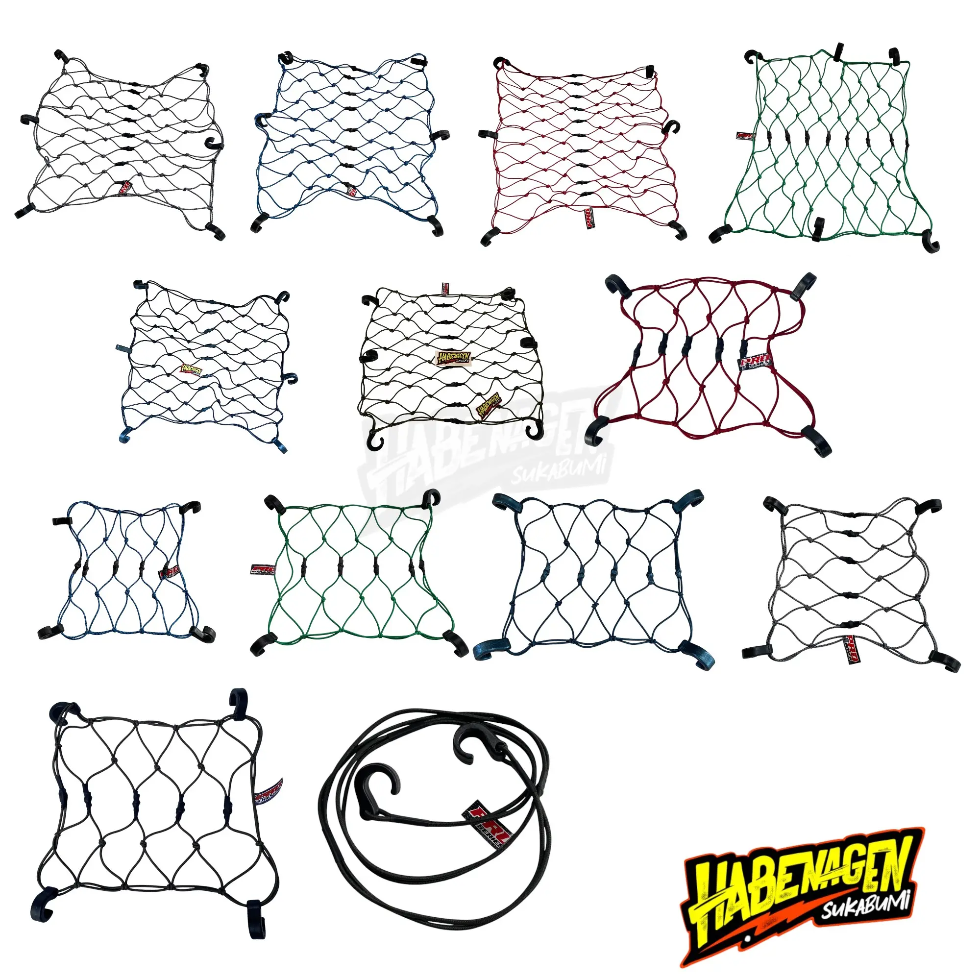 tali jaring pengikat ikat barang helm helmet mantel touring  Motorcycle motor bagasi serbaguna warna hitam merah biru mininet mini net universal bahan tebal bukan kambing gunung