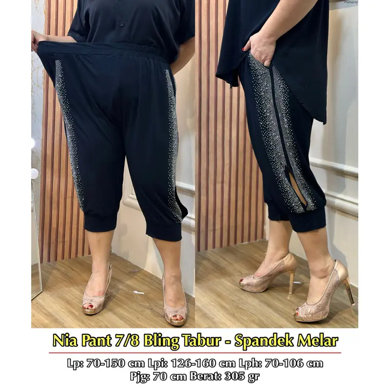 FINA BIGSIZE - (NIA PANT 7/8 BLING) CELANA 7/8 WANITA JUMBO BIGSIZE KEKINIAN