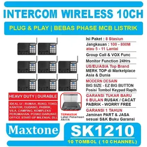 Wireless Intercom 10 CH Home Office Interkom - MAXTONE SK1210 - 8 UNIT